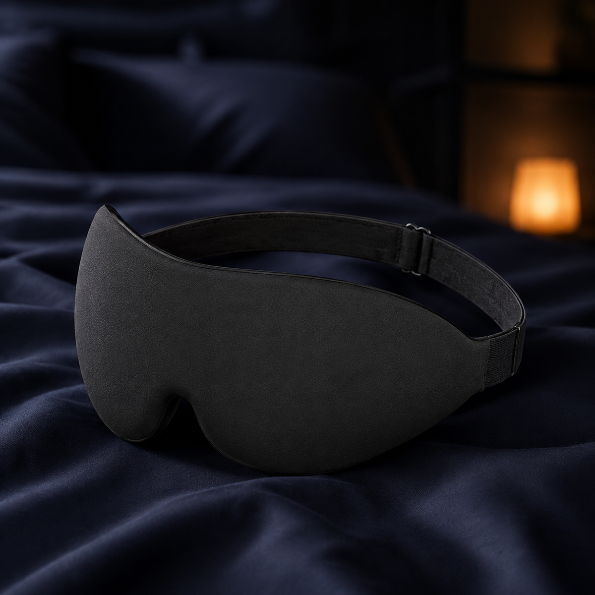 Nightfall 3D sleep mask in black with an adjustable strap